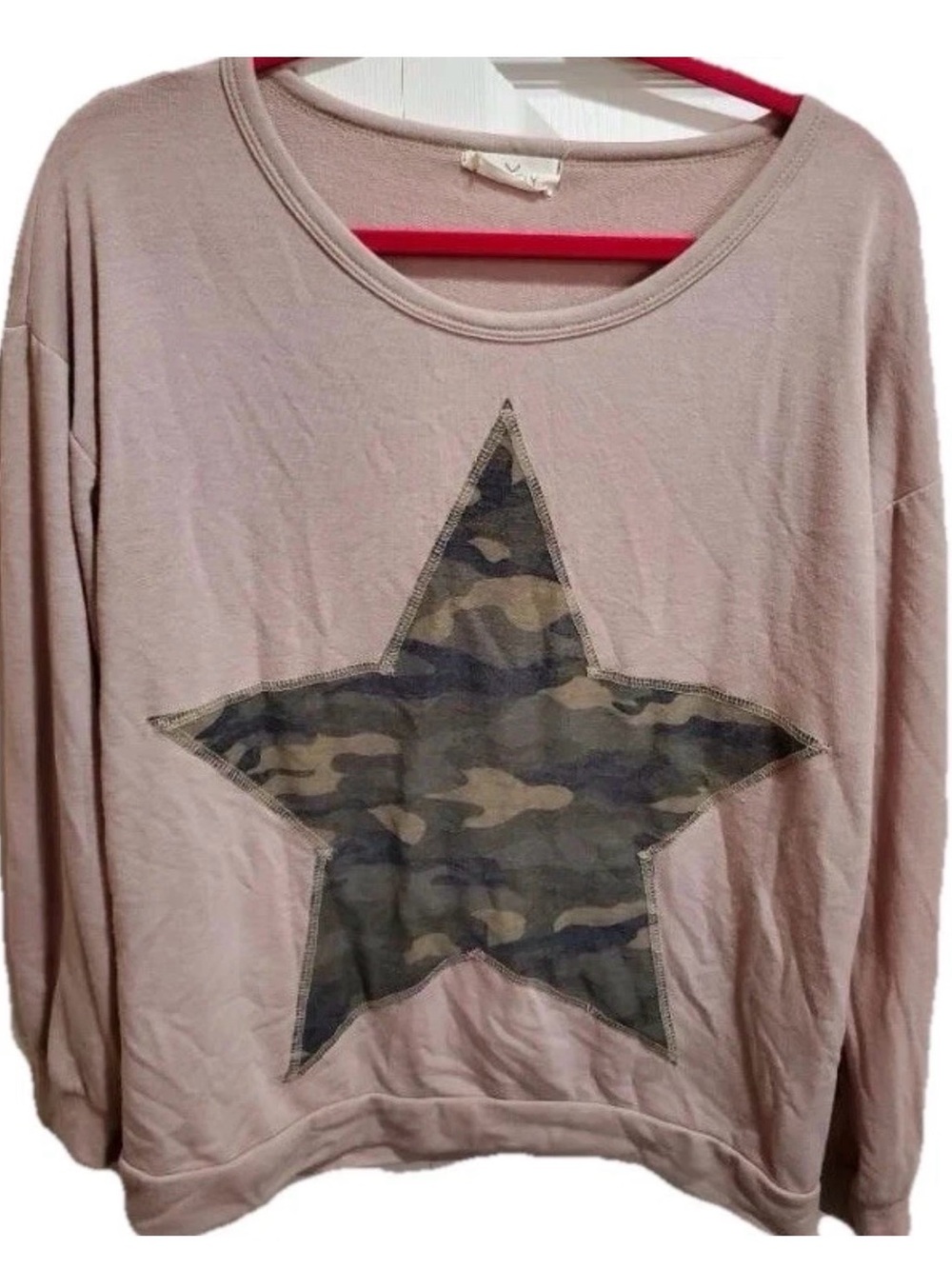 HOPELY Pink Camo Star Sweatshirt Women’s M | Made in USA Cozy Pullover